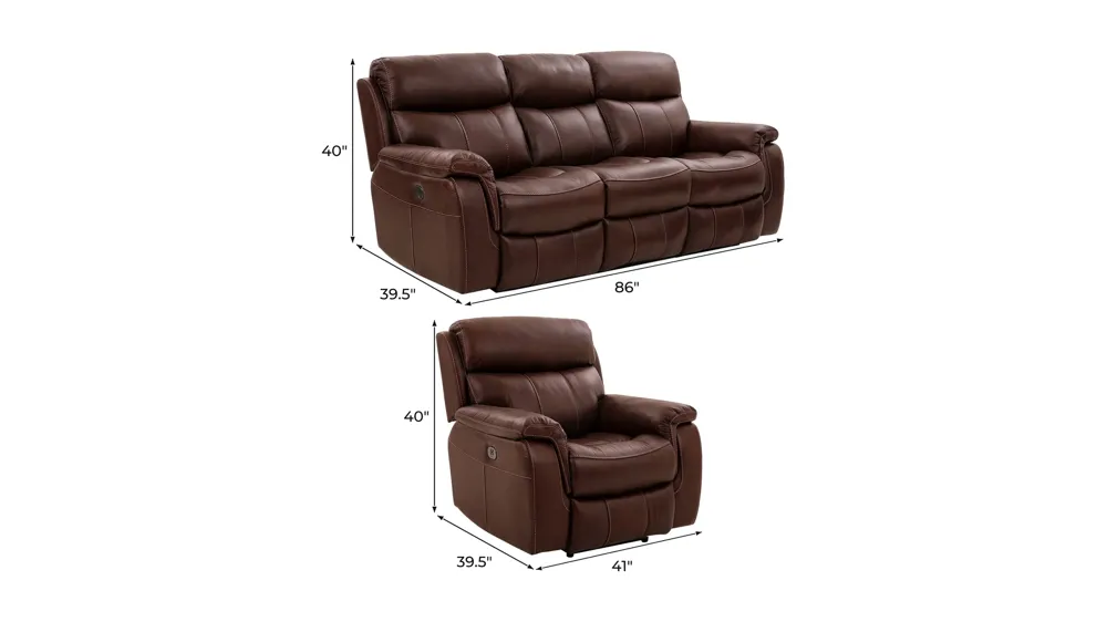 Montague 2-pc. Sofa & Recliner Set Dimensions