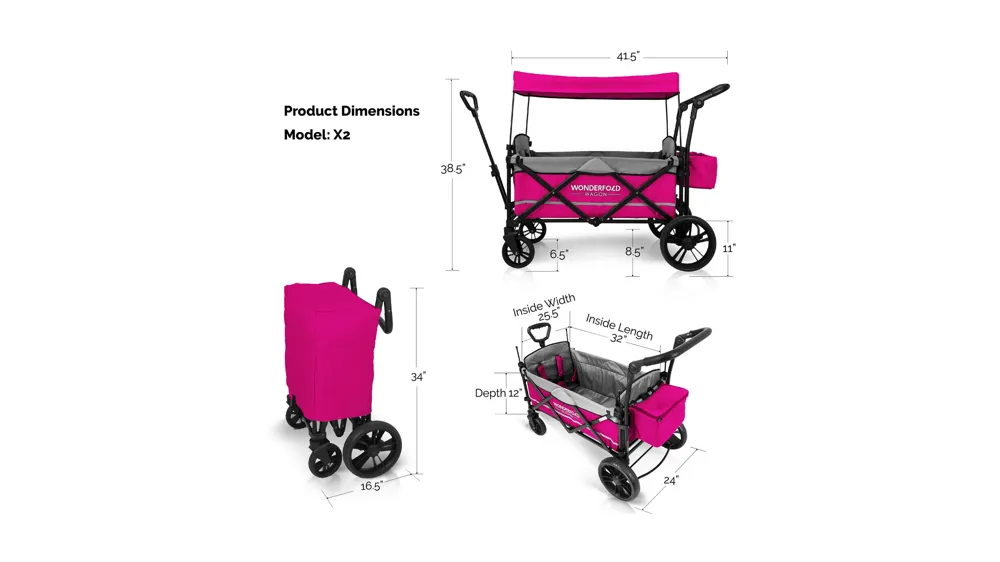 Push and Pull Double Stroller Wagon Dimensions
