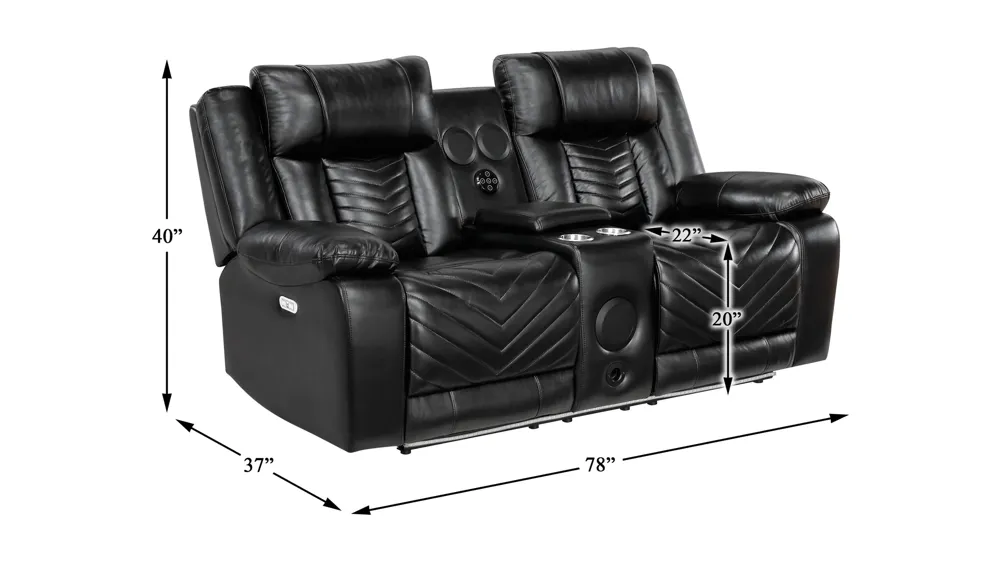 Garbo Power Double Reclining Loveseat Dimensions