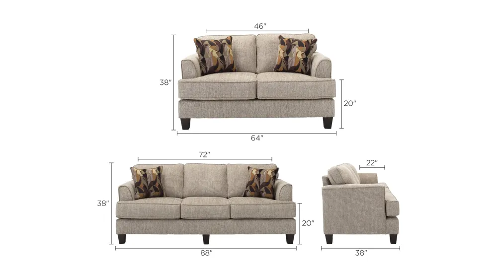 Johnson Living Room Set Dimensions