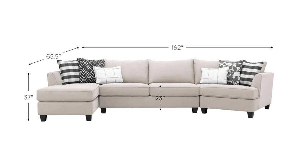 Daine 3-pc. Sectional Sofa Dimensions