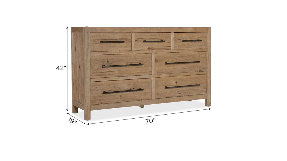 Vineyard Row Seven Drawer Dresser Dimensions