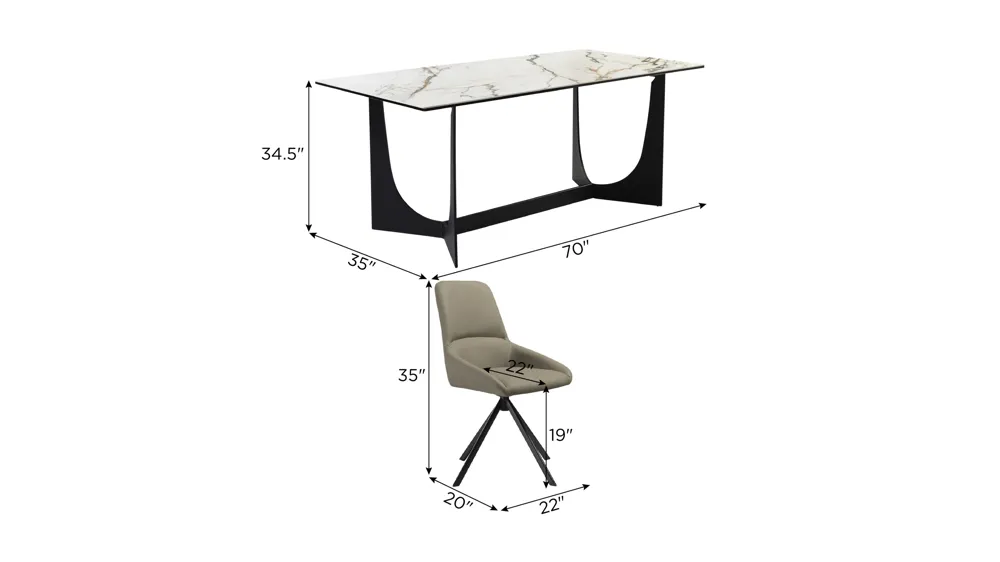Esme Maverick 7-pc. Dining Set Dimensions