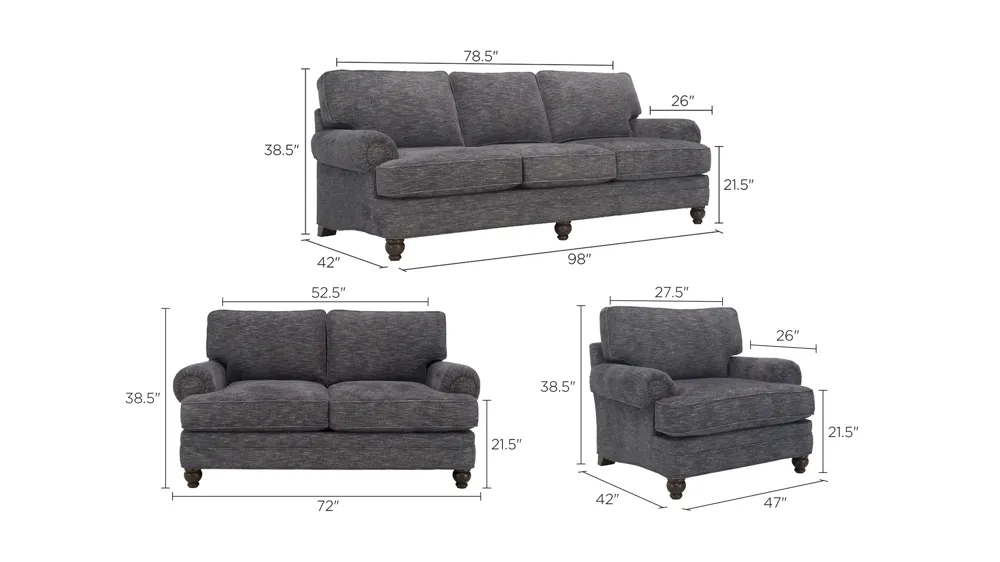 Tifton Living Room Set Dimensions