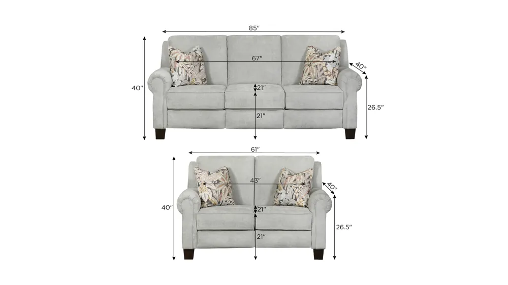 New Garden Dual Power Living Room Set Dimensions