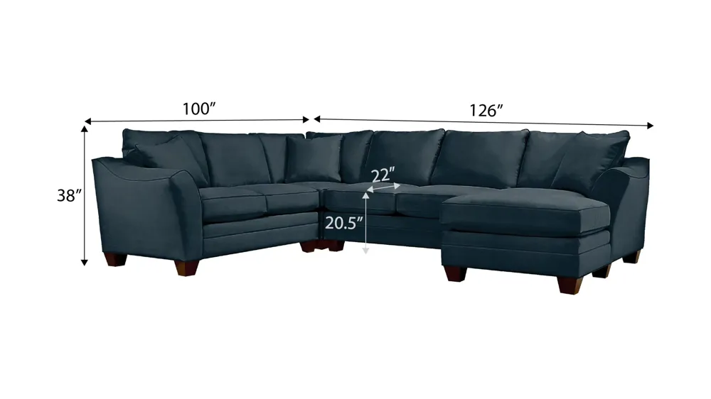 Foresthill 4-pc. Sectional w/ Right Arm Facing Chaise Dimensions