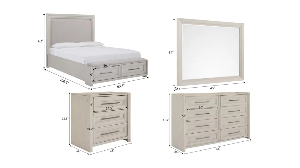 Florence 4-pc. Storage Bedroom Set w/ Tech Nightstand Dimensions
