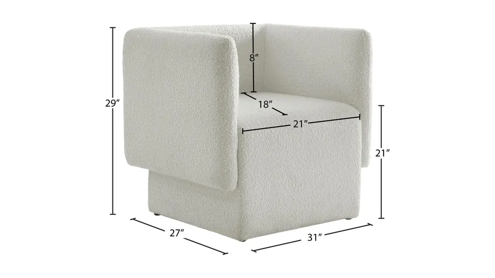 Vera Boucle Fabric Accent Chair Dimensions