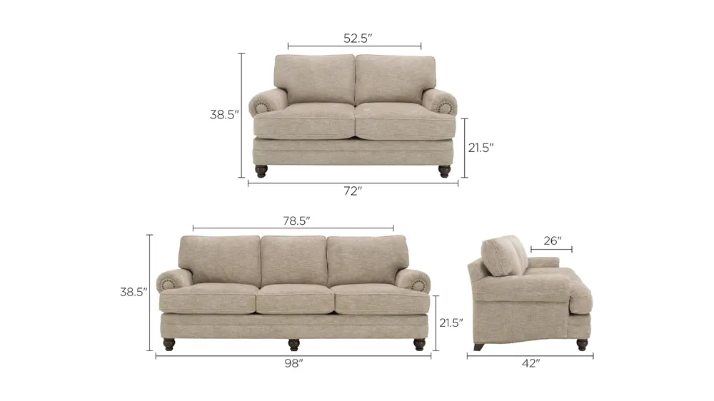 Tifton Living Room Set Dimensions
