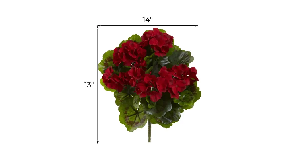 Geranium Artificial Bush (Set of 4) (Indoor/Outdoor) Dimensions