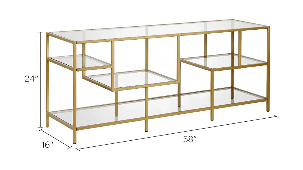 August TV Stand with Glass Shelves Dimensions