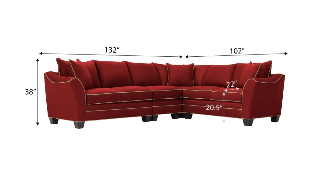 Foresthill 4-pc. Loveseat Sectional Sofa Dimensions