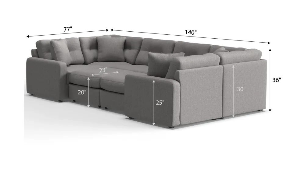 ModularOne 8-pc. Sectional Dimensions