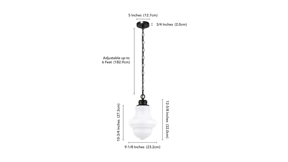 Isidora Glass Pendant Dimensions