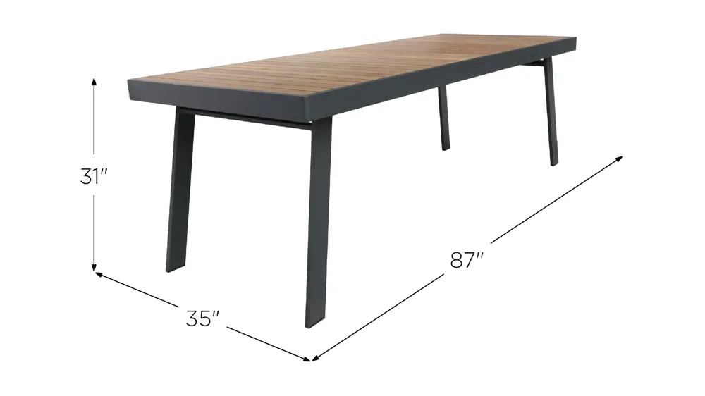 Nofi Rectangular Outdoor Dining Table Dimensions