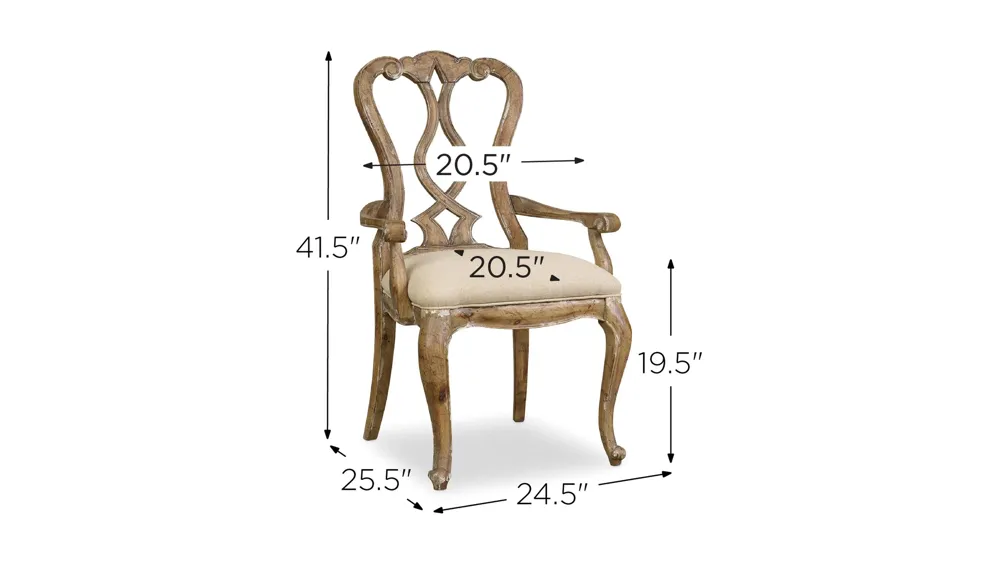 Chatelet Splatback Arm Chair - Set of 2 Dimensions