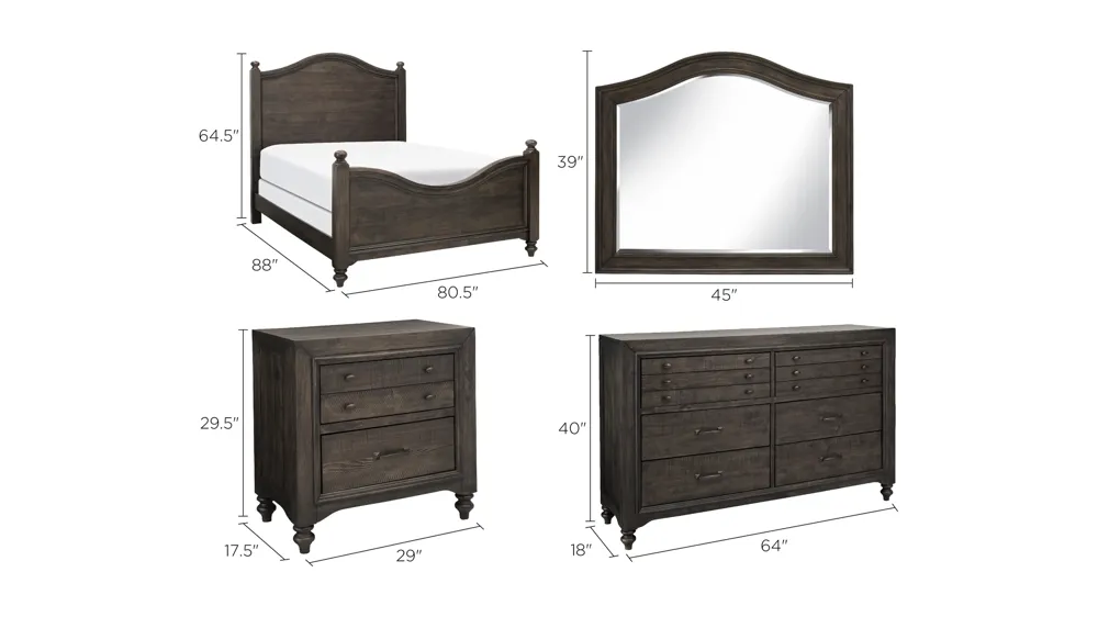 Ashlyn 4-pc. Bedroom Set Dimensions