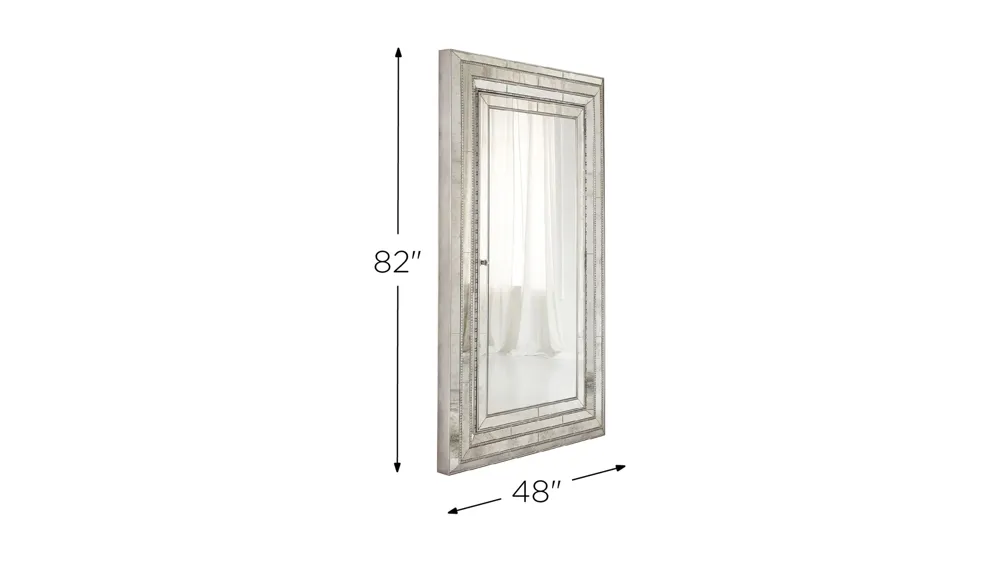 Melange Glamour Floor Mirror w/Jewelry Armoire Storage Dimensions