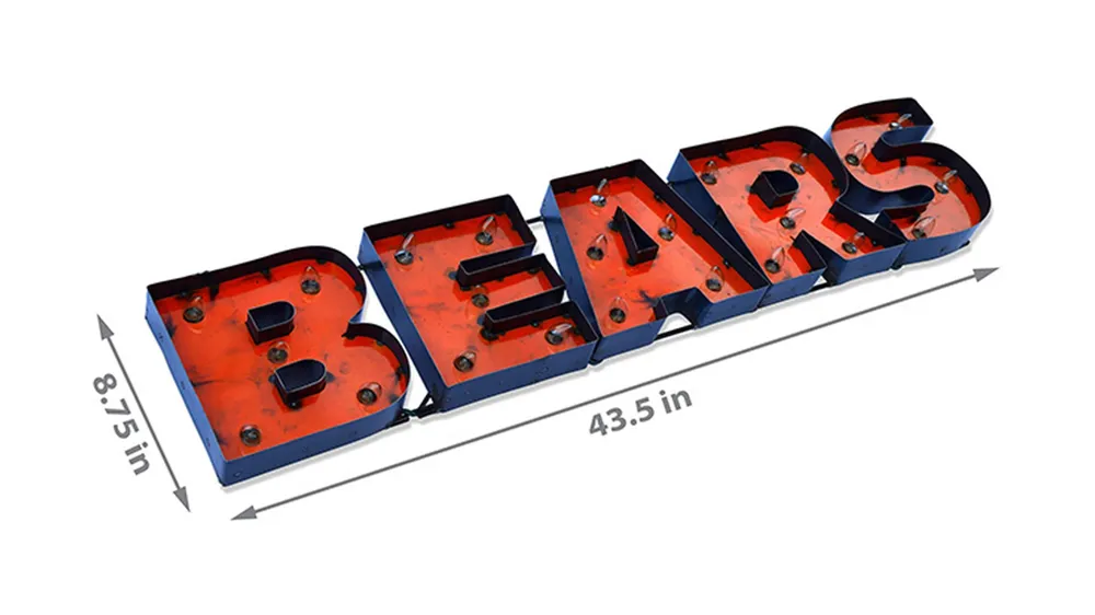 NFL Lighted Recycled Metal Sign Dimensions