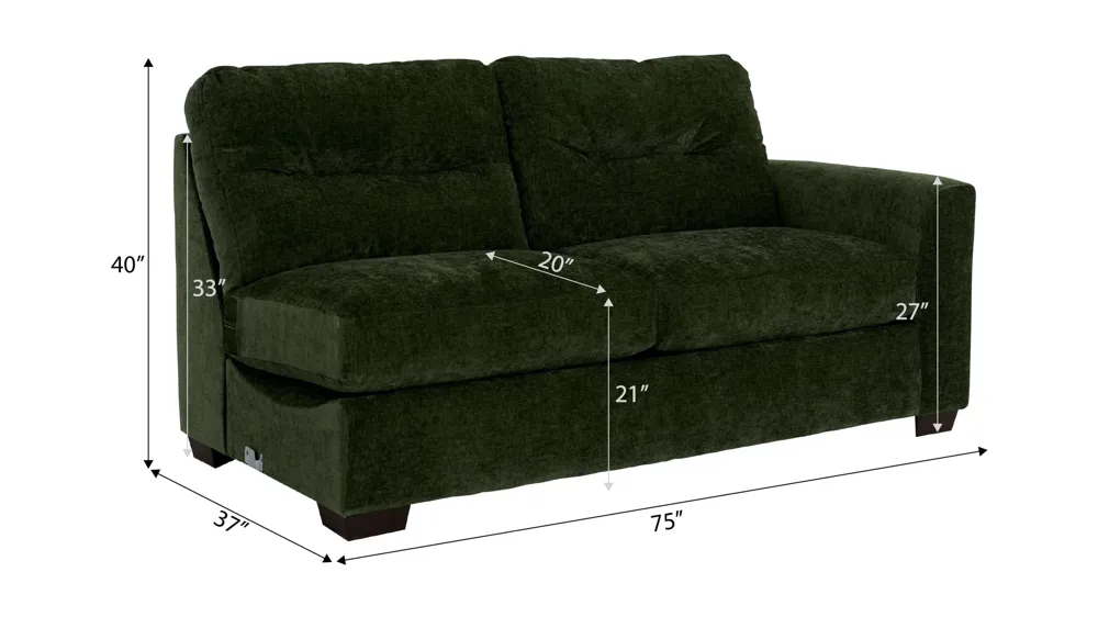 Oliver Right Arm Facing Loveseat Dimensions