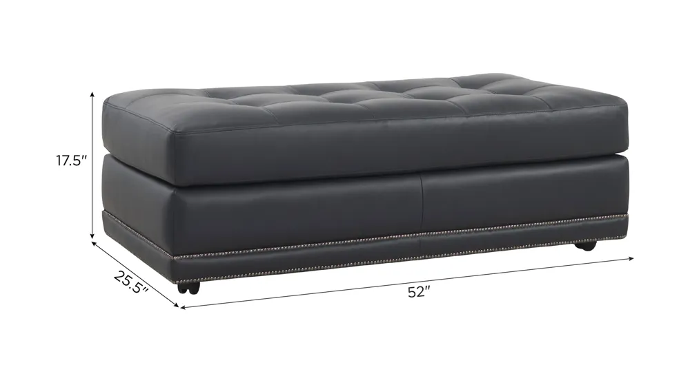 Sebastian Leather Cocktail Ottoman w/ Casters Dimensions