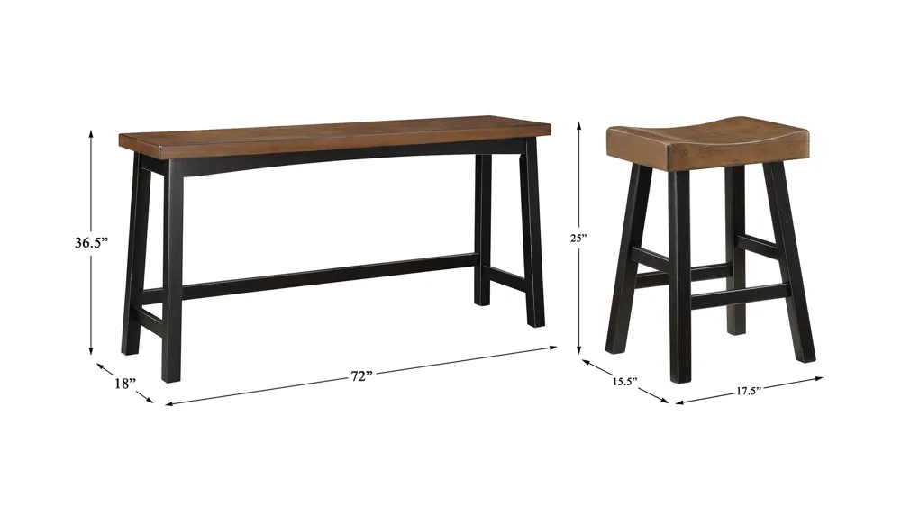 Oxton 4-pc Counter Height Dining Set Dimensions
