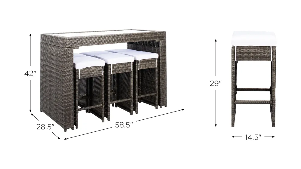 Hutton 7-pc. Outdoor Dining Set Dimensions