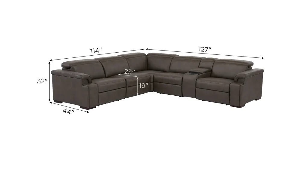 Orion 6-pc. Dual Power Media Sectional Dimensions