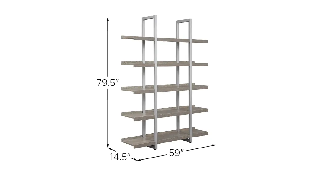 Kristoff Wide 5-Shelf Etagere Bookcase Dimensions