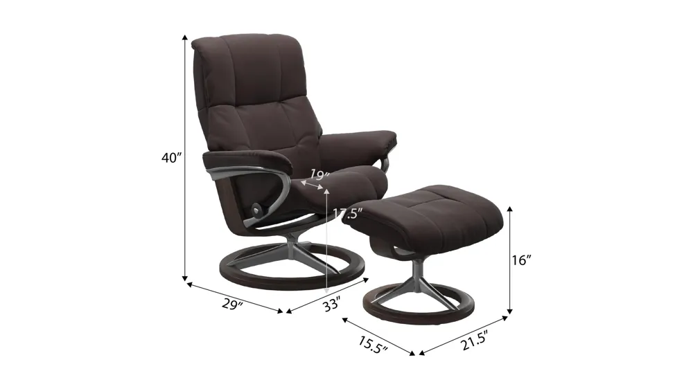 Mayfair Medium Signature Chair w/ Ottoman Dimensions