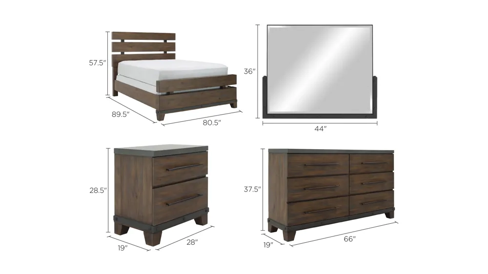 Santa Cruz 4-pc. Bedroom Set Dimensions