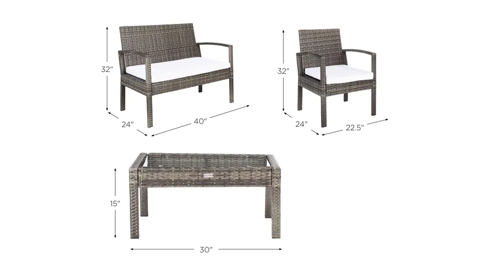 Thessaly 4-pc. Patio Set Dimensions