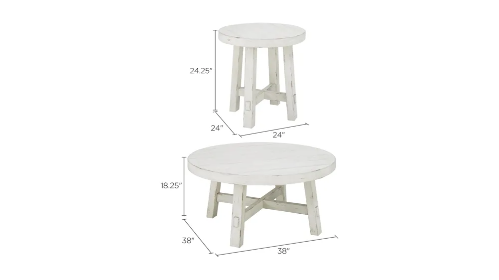 Marguerite 3-pc. Occasional Tables Dimensions