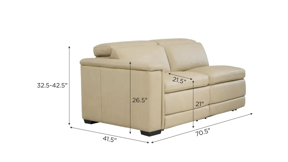 Finnegan Left Arm Facing Dual Power Loveseat Dimensions