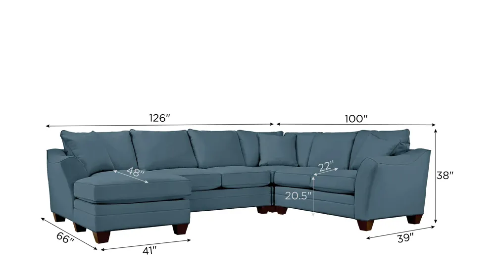 Foresthill 4-pc. Left Hand Chaise Sectional Sofa Dimensions