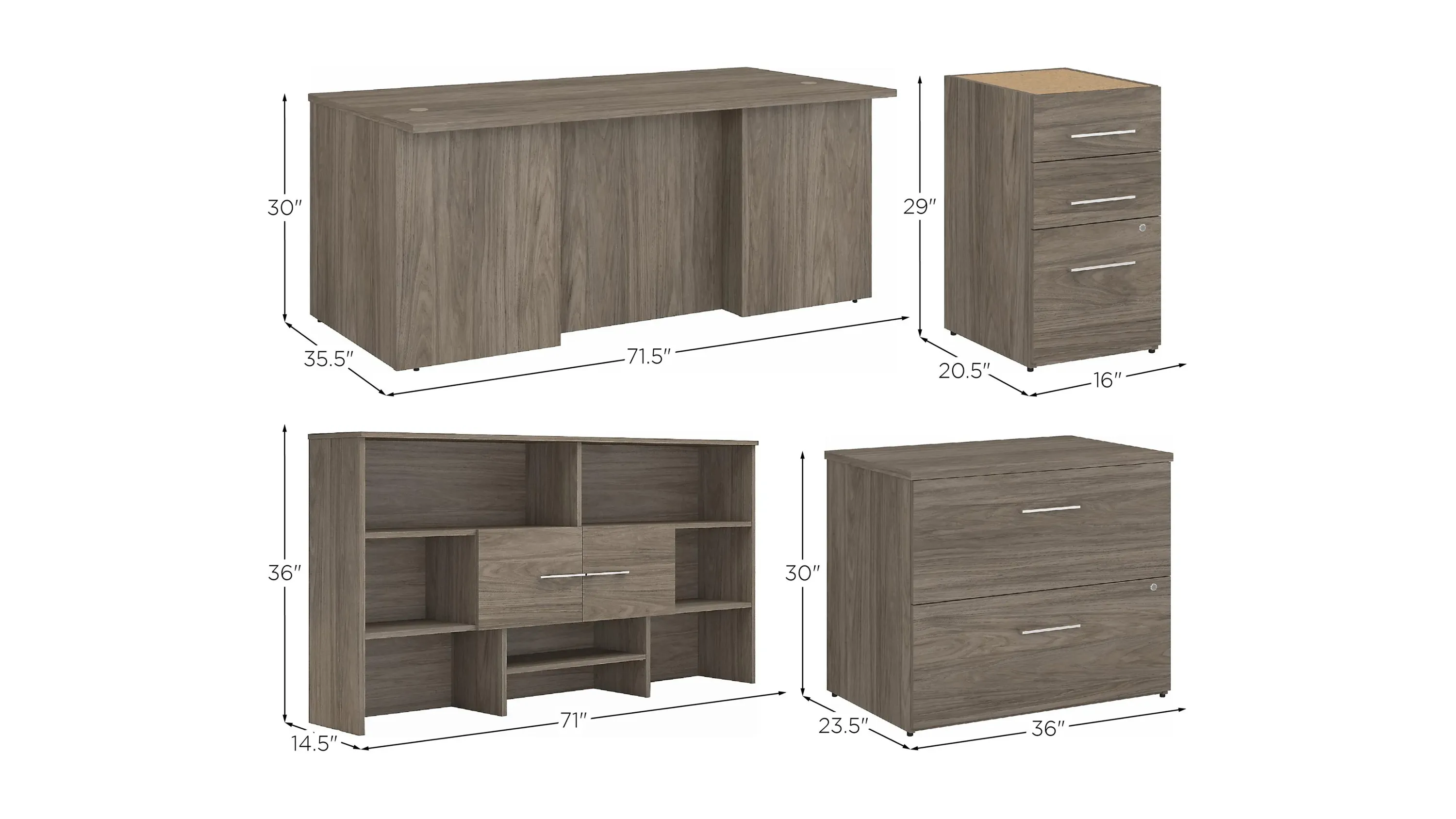 Office 500 72W x 36D Executive Desk w/ Drawers, Lateral File
