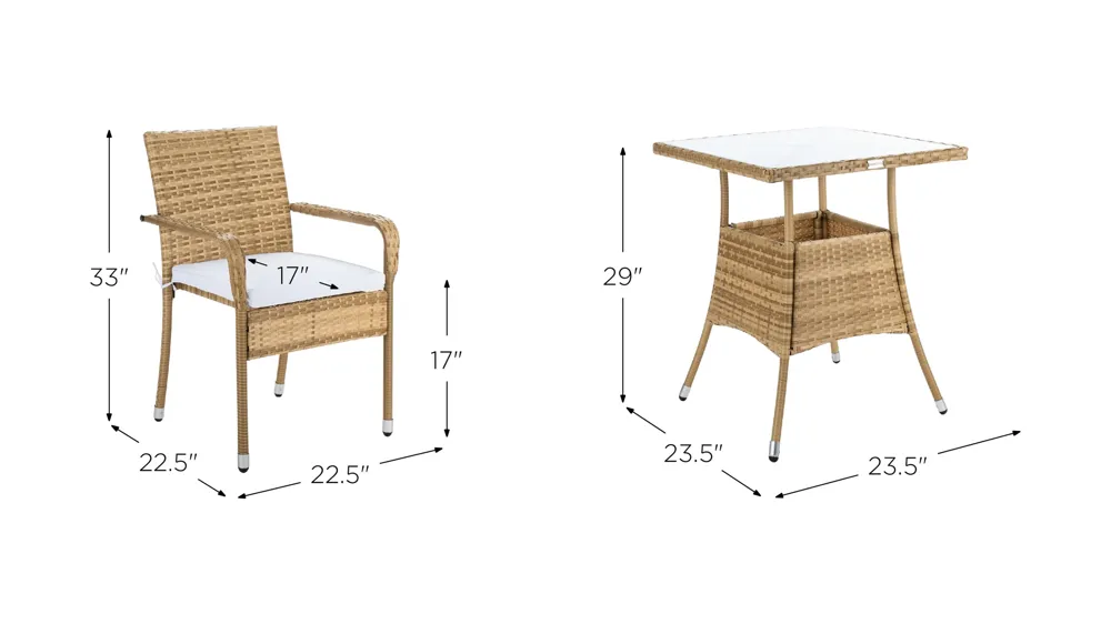 Del Bistro Set Dimensions