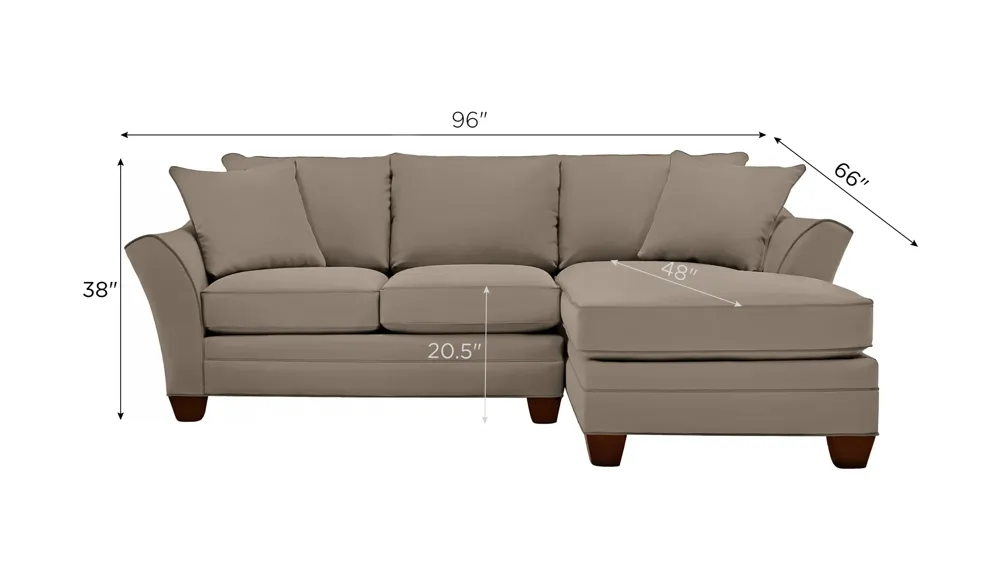 Foresthill 2-pc. Right Hand Chaise Sectional Sofa Dimensions