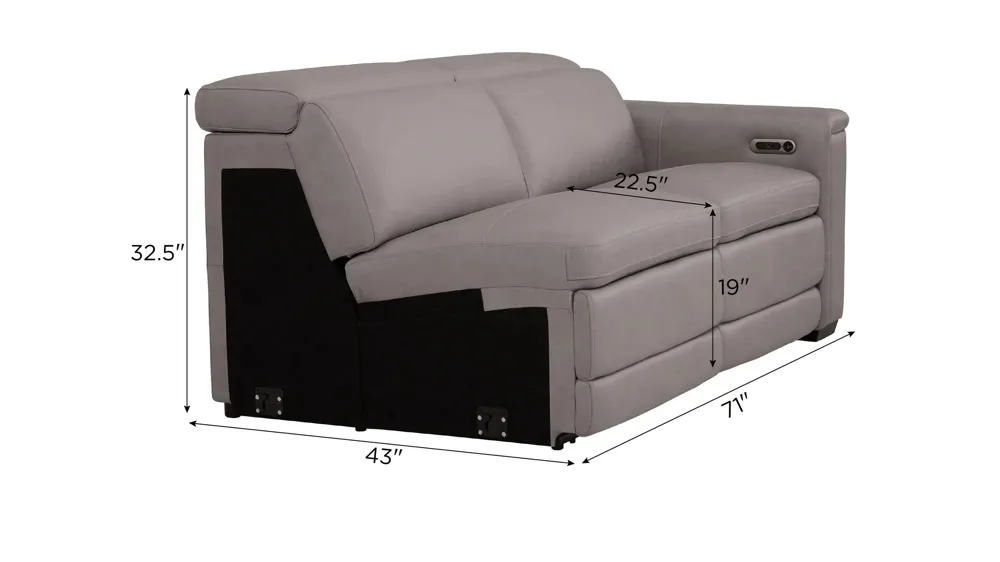 Finnegan Right Arm Facing Dual Power Loveseat Dimensions
