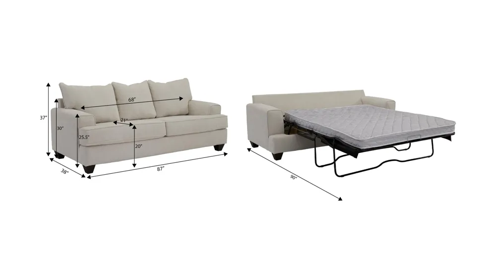 Solara Queen Sleeper Sofa Dimensions