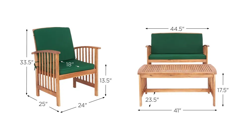 Barrow 4-pc. Patio Set Dimensions