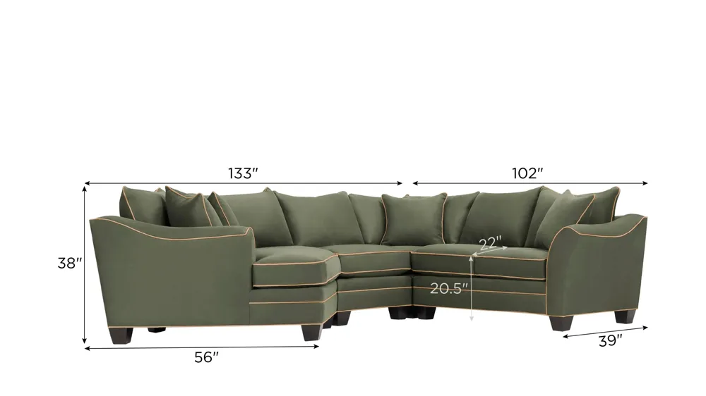 Foresthill 4-pc. Left Hand Cuddler Sectional Sofa Dimensions