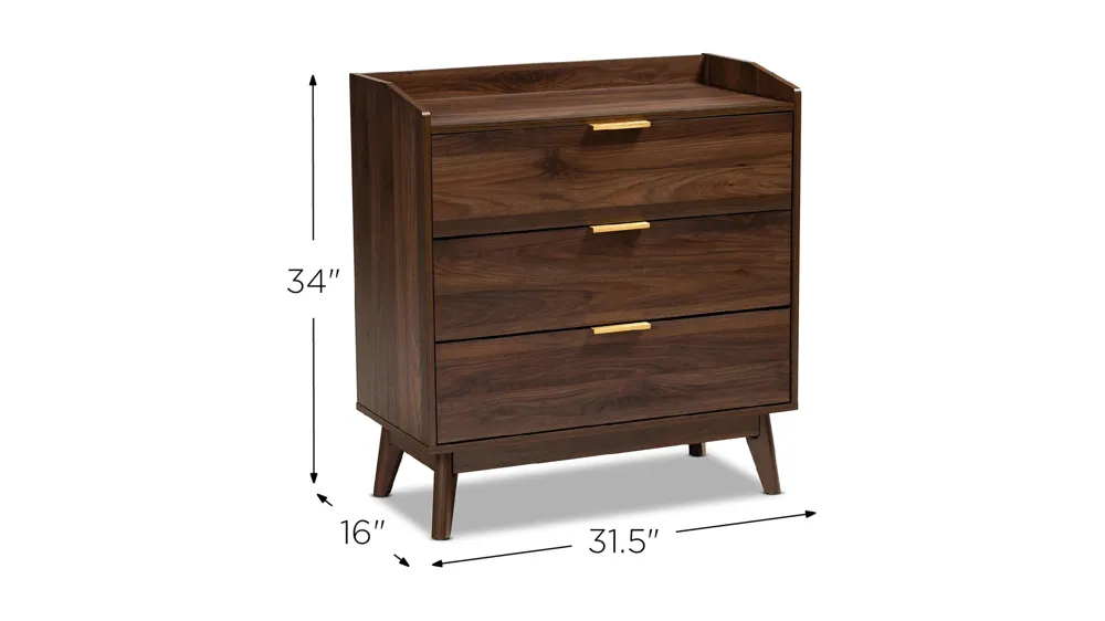 Lena 3-Drawer Wood Chest Dimensions