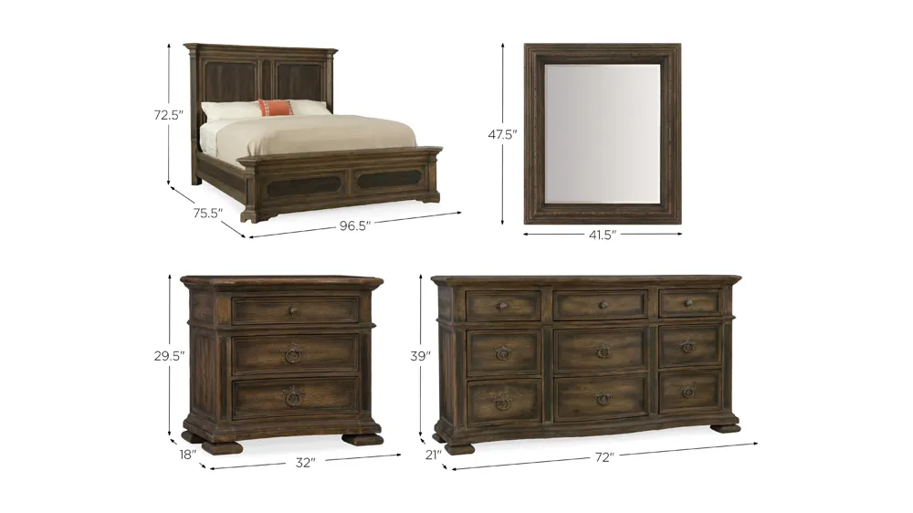 Hill Country 4-pc. Mansion Bedroom Set Dimensions