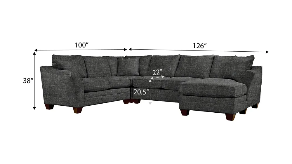 Foresthill 4-pc. Sectional w/ Right Arm Facing Chaise Dimensions