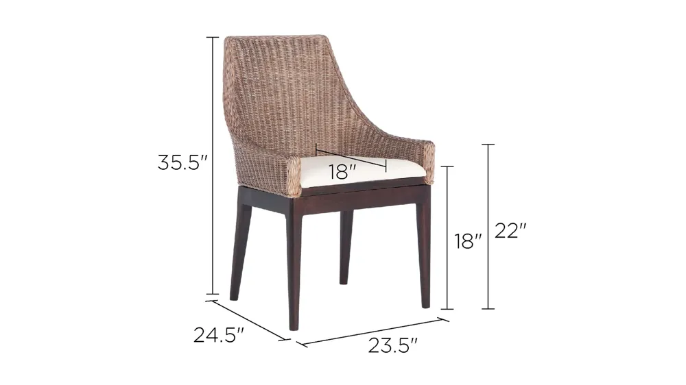 Arizona Rattan Sloping Chair Dimensions