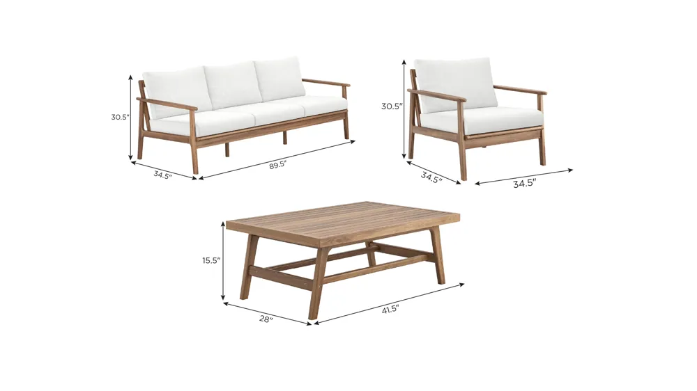 Ashton 4-pc. Outdoor Patio Set Dimensions