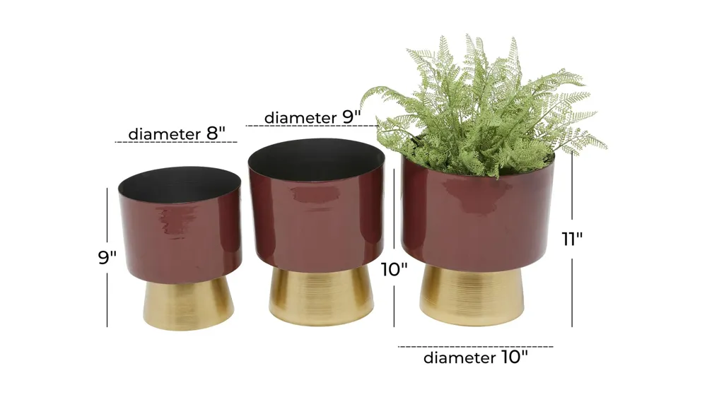 Ivy Collection Headmistress Planter Set of 3 Dimensions