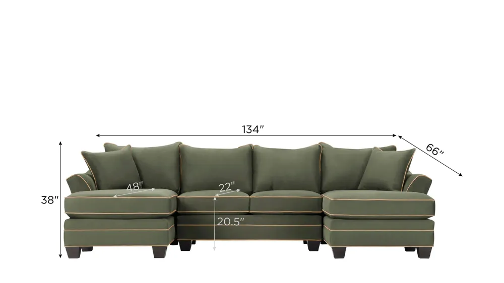 Foresthill 3-pc. Symmetrical Chaise Sectional Sofa Dimensions