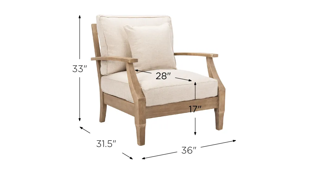 Gabbi Wood Patio Armchair Dimensions